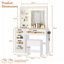 Advwin Dressing Table Stool Set with Glass Drawer