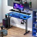 Advwin Gaming Desk with LED Lights & Power Outlets