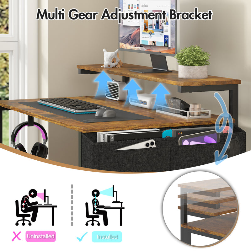 Advwin 80cm Computer Desk w/ Adjustable Monitor Stand