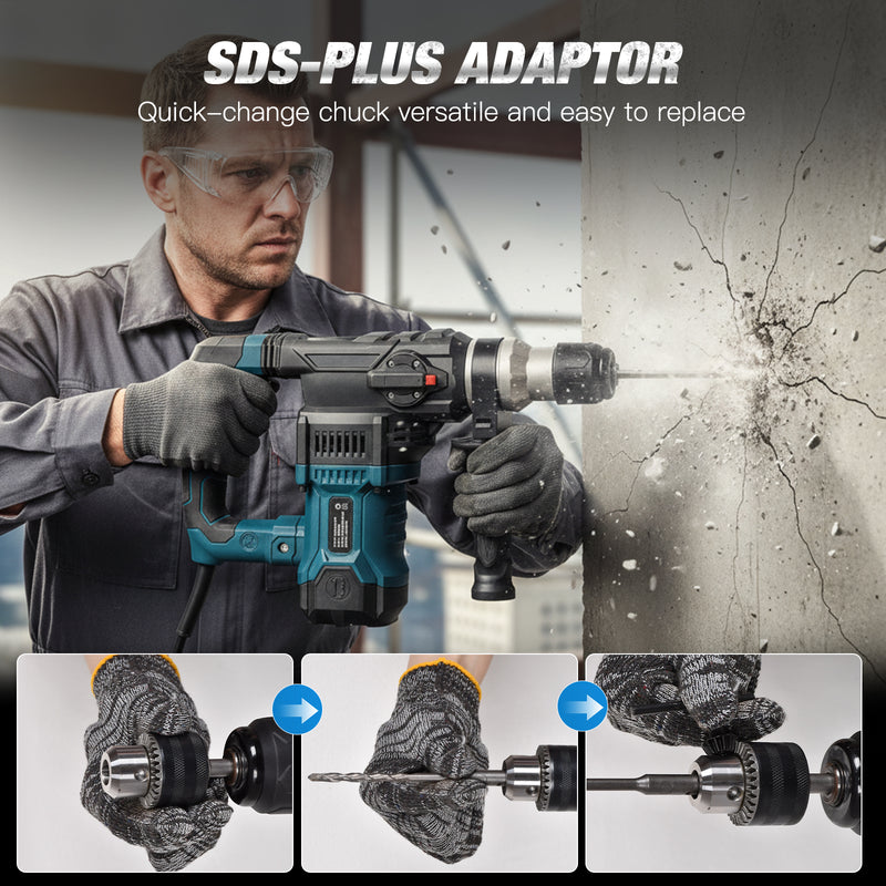 Advwin SDS-Plus Rotary Hammer Drill with 9 Bits
