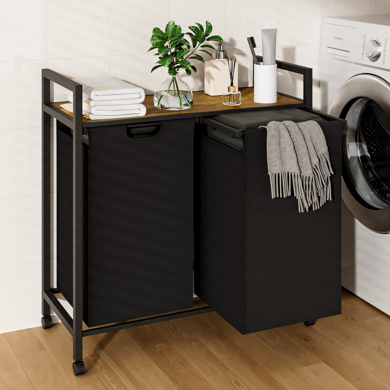 Advwin Laundry Hamper with Shelf & Removable Bags