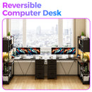 Advwin L Shaped Gaming Desk with LED Lights 148cm