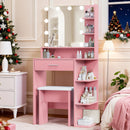 Advwin Dressing Table Set with 10 LED Bulb Mirror