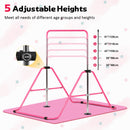 Advwin Pink Kids Gymnastics Bar with Mat Rings Swing