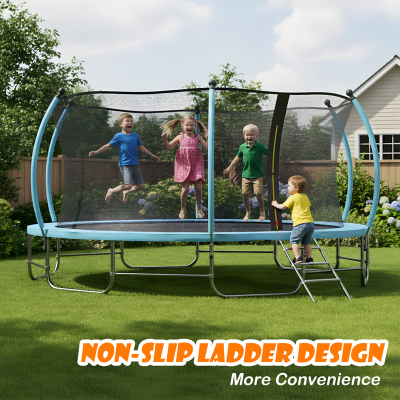 Advwin 14FT Trampoline Outdoor Recreational Trampoline Blue
