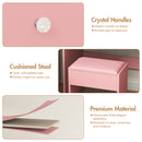 Advwin LED Light Vanity Set with Stool Glass Top Pink