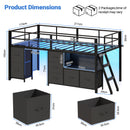 Advwin King Single Low Loft Bed with 7 Drawers Bookcase