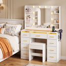 Advwin LED Makeup Vanity w/ Charging Station & 9 Drawers