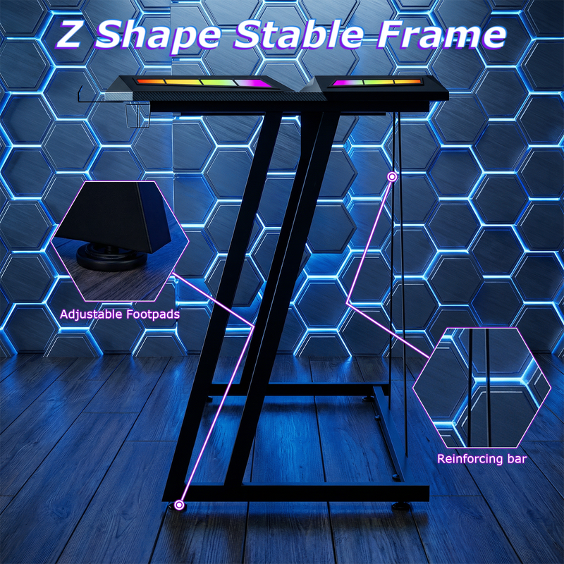 Advwin Computer Gaming Desk 140cm RGB LED