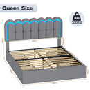 Advwin Hidden Storage Bed Frame w/ Charging Station Grey