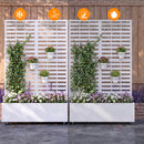 Advwin Metal Planter Box Privacy Screen w/ Trellis & Wheels