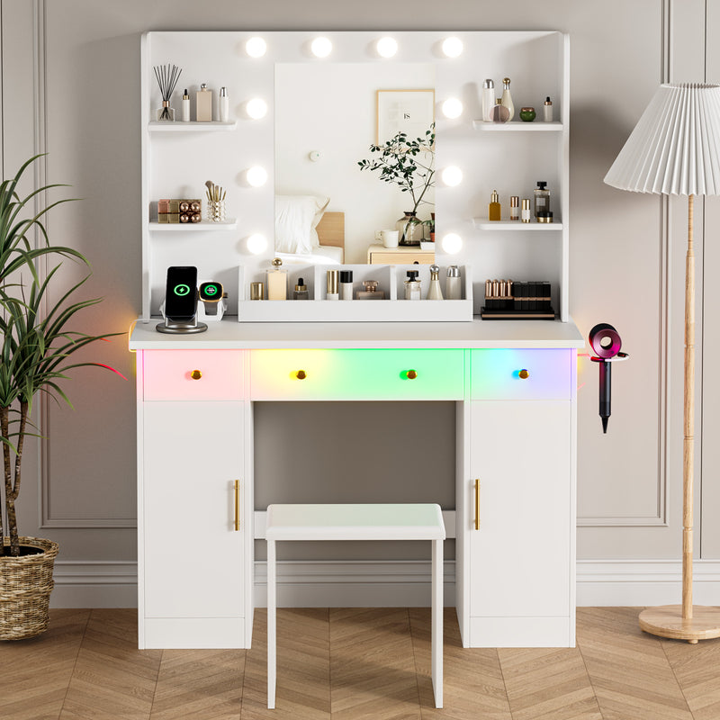 Advwin Dressing Table with Mirror and Lights RGB
