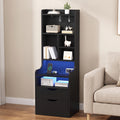 Advwin Tall LED Nightstand w/ Charging Station & 3 Drawers