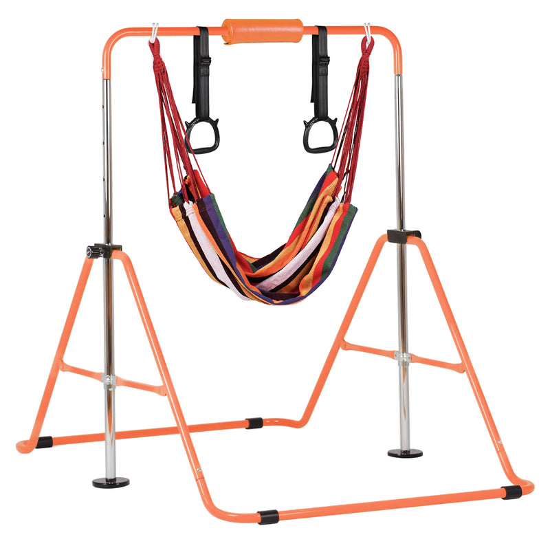 Advwin Kids Gymnastics Bar with Swing & Mat & Rings