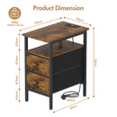 Advwin Bedside Table w/ AC Outlets and USB Ports