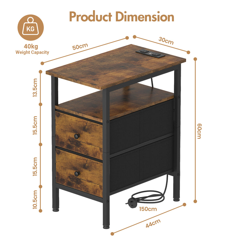 Advwin Bedside Table w/ AC Outlets and USB Ports (Pre-Order)