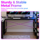 Advwin U Shaped Gaming Desk with LED Lights 164cm