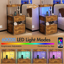 Advwin Bedside Table with Charging Station Set of 2