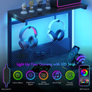 Advwin Gaming Desk with LED Lights & Storage Shelf