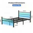 Advwin Metal Platform Bed Frame w/ Headboard Black (Pre-Order)