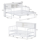 Advwin Single Metal Daybed Frame with Trundle White