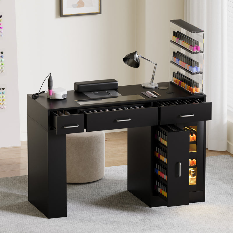 Advwin Manicure Table w/Glass Top Drawer Dust Collector