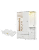 Advwin 3 Doors Armoire Wardrobe Closet with Mirror