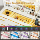 Advwin LED Makeup Vanity w/ Charging Station & 9 Drawers