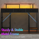 Advwin 120cm Gaming Desk with LED Lights & Drawers