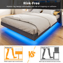 Advwin Queen Floating Bed Frame with LED Lights