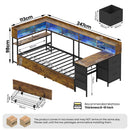 Advwin Single Corner Bed Frame with Desk and Bookcase