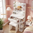 Advwin Dressing Table Set with 10 LED Bulb Mirror