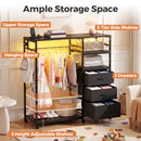 Advwin 3‑in‑1 Dresser with Hanging Rack LED Lights
