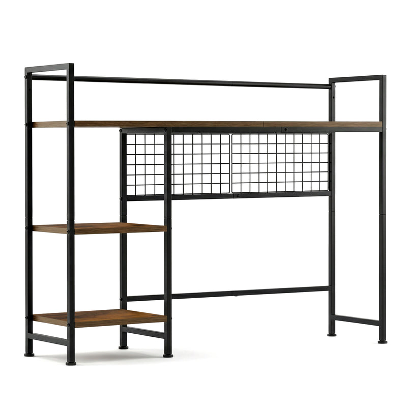 Advwin 3-Tier Desktop Organizer with Hooks Rustic Brown