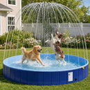 Advwin 63inch Foldable Dog Pool with Sprinkler