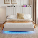 Advwin Velvet Floating Bed Frame with RGB LED