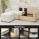 Advwin 3 Seater Sofa 197cm with Storage Ottoman Beige