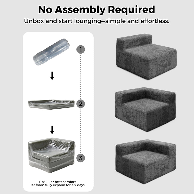 Advwin Armless Sofa Chair Chenille Fabric Modular Sofa