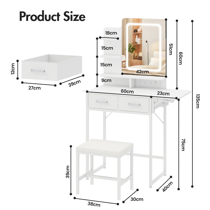 Advwin Expandable Vanity Desk Stool Set