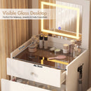 Advwin Dressing Table with Flip Top LED Mirror Glass Desktop