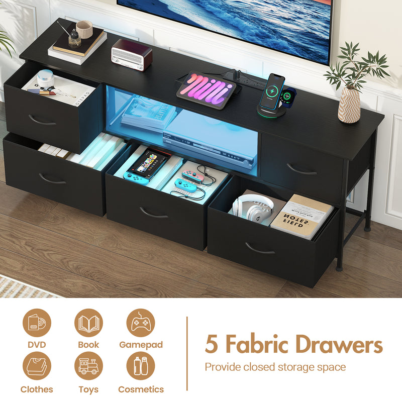 Advwin 140cm TV Cabinet with RGB LED Light Black