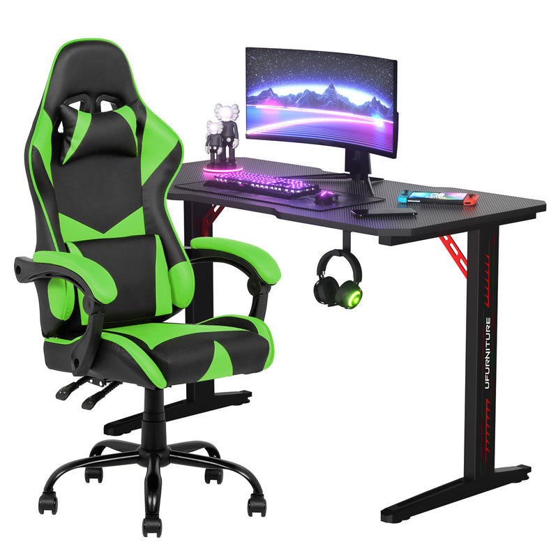 Gaming Desk & Gaming Chair Tilt 135° Green