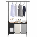 Advwin 3 Section Rolling Laundry Basket with Hanging Rack