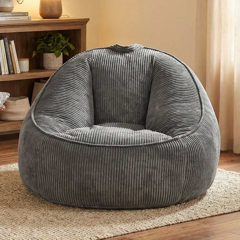 Advwin 90*92cm Corduroy Beanbag Sofa with Backrest