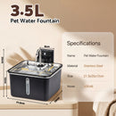 Advwin 3.5L Stainless Steel Cat Water Fountain Faucet Design