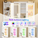 Advwin Dressing Table Vanity Desk w/ Mirror RGB Cabinet