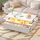 Advwin LED Coffee Table with 4 Storage Drawers