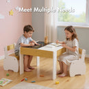 Advwin 3pcs Kids Table and Chairs Set with Storage