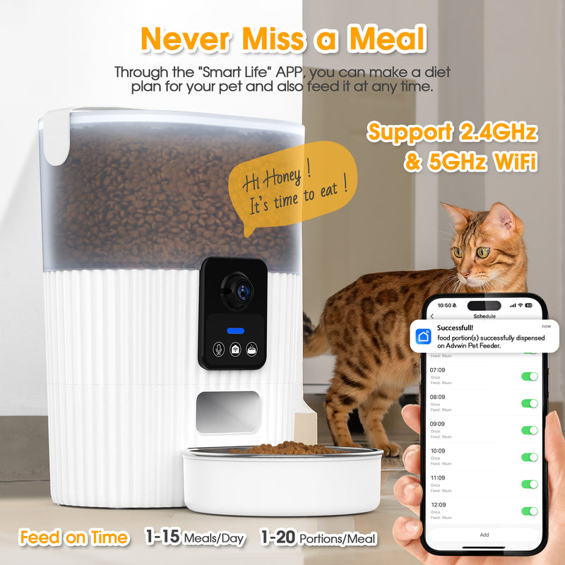 Advwin 3L Automatic Pet Feeder WiFi & 1080P HD Camera