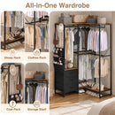 Advwin L-Shaped Portable Closet Rack with 3 Drawers